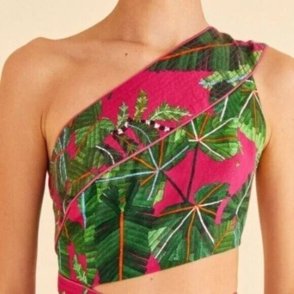 Farm Rio Pink Leaves Mini Dress - Size XL - Picture 5 of 6